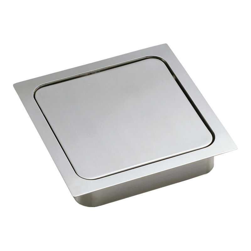 Sugatsune - Trappe carrée de poubelle pour plan de travail - Amortisseur : Avec - Décor : Inox brossé - Encastrement : 147 x 147 mm - Fixation : a