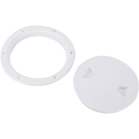 Trappe de Pont Ronde 6 Pouces, Couverture Anti-Dérapante Blanche, Design Séparé avec Trous Pré-percés