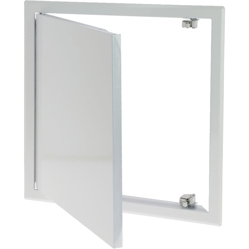 Bizline - trappe de visite - 20 x 20 cm - a poussoir - en tôle d'acier zingué - blanc laqué 400300