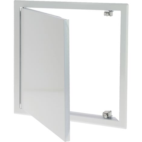 trappe de visite - 40 x 40 cm - a poussoir - en tôle d'acier zingué - blanc laqué - bizline 400302