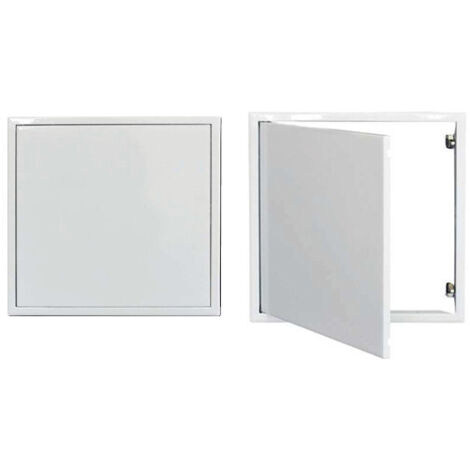 Trappe de visite montage applique acier finition blanc ouverture sur charnières verrouillage par pushpull Taille NATHER 999291