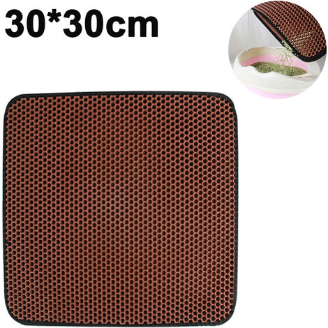 Trapper-Streumatte für Katzenstreu, Katzenmatte, Streumatte, wasserdichte Schicht und Kissenoption für Welpen, 30 x 30 cm, braun