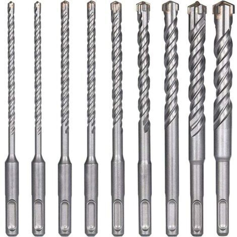 Trappole per calcestruzzo, 9 pezzi (5 mm, 16 × 160 mm), SDS-Plus per martello perforatore, trappole a croce per mattoni, pietra, pietra naturale e metallo