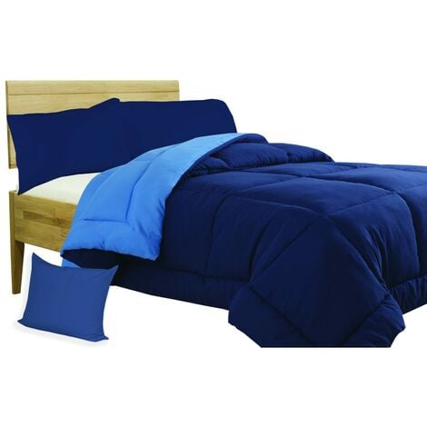 TRAPUNTA BL piumone TINTA UNITA BLU - BLUETTE double face INVERNALE 350 GR. CON FEDERA ARREDO Matrimoniale 2 PIAZZE cm. 260x260