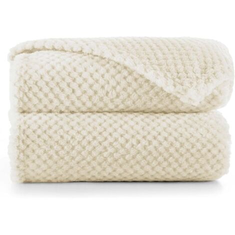 Trapunta in microfibra KZQ, pile polare, soave, stile scandinavo, Henry, microfibra beige, 70 x 100 cm