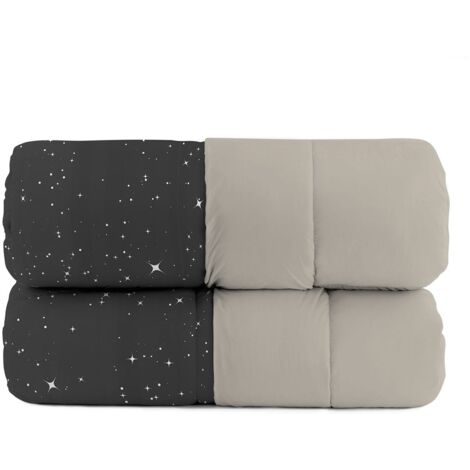 Trapunta Invernale Matrimoniale Stampata in Microfibra 200gr Double Face Stars Grigio