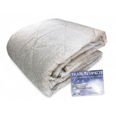 Trapunta Kot Bollicine Beige - Copriletto Invernale in Puro Cotone - Made in Italy, Imbottitura Anallergica Cm. 220x270