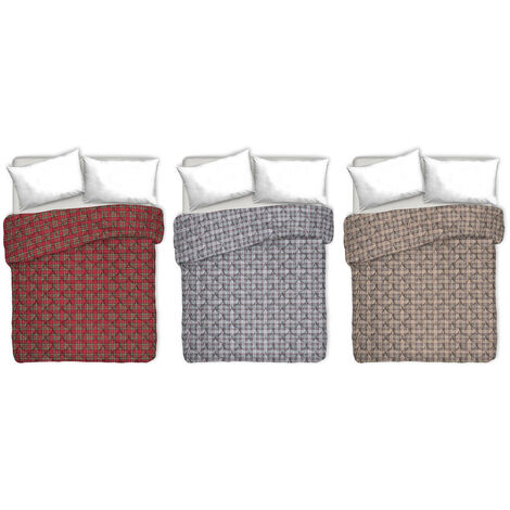Trapunta Piumone Invernale Linea Pensieri Delicati Disegno Tartan Scozzese, misuraMatrimonialecoloreRosso