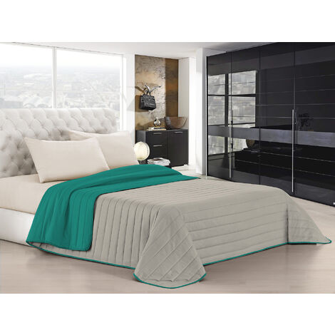 Trapuntino Bicolore Copriletto Coperta Leggera Effetto Piuma Primaverile Estivo Prodotto Italiano Trattamento Manopesca Duck Friendly Acqua-GrigioChiaro - Matrimoniale