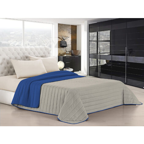 Trapuntino Bicolore Copriletto Coperta Leggera Effetto Piuma Primaverile Estivo Prodotto Italiano Trattamento Manopesca Duck Friendly Royal-Grigio - Matrimoniale