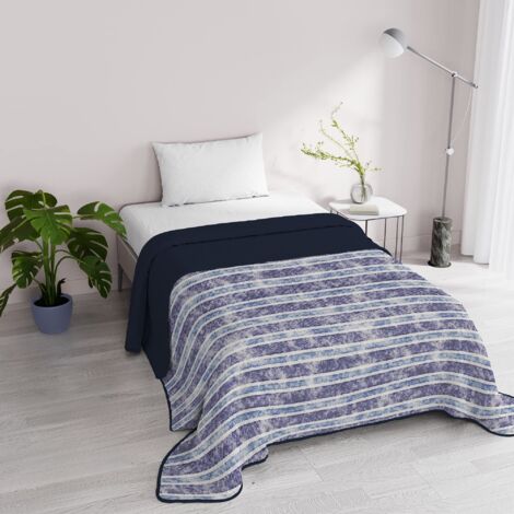 Trapuntino Estivo in Microfibra FANTASY, Singolo 170x270cm, Jeans Stripes