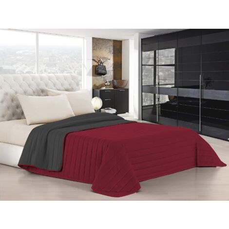 Trapuntino Estivo Linea Elegant Made in Italy Copriletto Stampato in Morbida Microfibra - Trapunta Primavera Estate Mezza Stagione - Matrimoniale 260x270cm, Bordeaux/Grigio Scuro