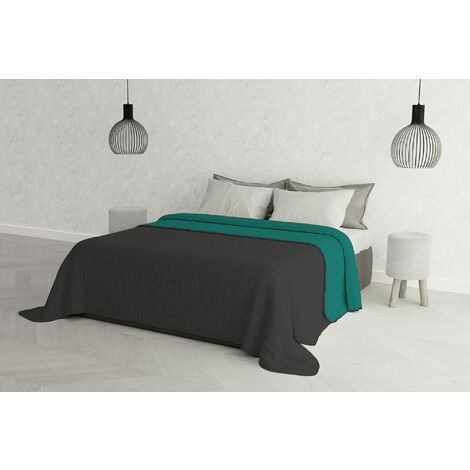 Trapuntino Estivo Linea Elegant Made in Italy Copriletto Stampato in Morbida Microfibra - Trapunta Primavera Estate Mezza Stagione - Matrimoniale 260x270cm, Grigio Scuro/Acqua