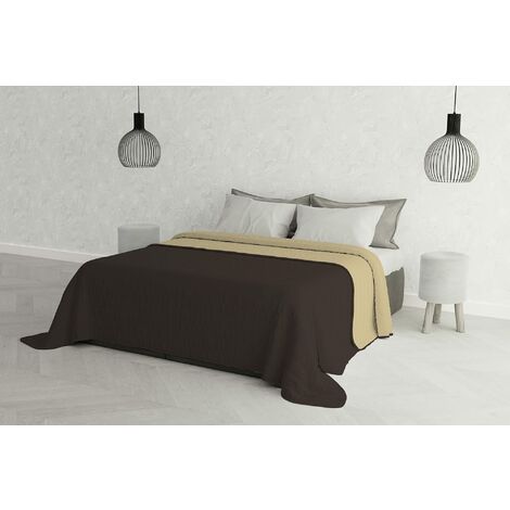 Trapuntino Estivo Linea Elegant Made in Italy Copriletto Stampato in Morbida Microfibra - Trapunta Primavera Estate Mezza Stagione - Matrimoniale 260x270cm, Marrone/Panna