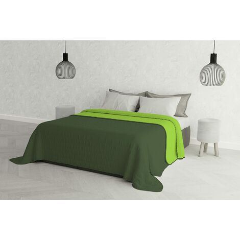Trapuntino Estivo Linea Elegant Made in Italy Copriletto Stampato in Morbida Microfibra - Trapunta Primavera Estate Mezza Stagione - Matrimoniale 260x270cm, Verde Scuro/Verde Mela