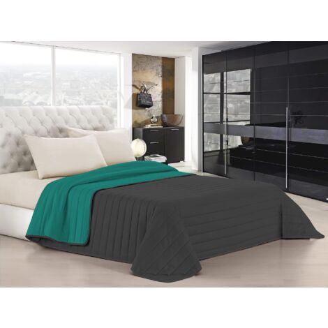 Trapuntino Estivo Linea Elegant Made in Italy Copriletto Stampato in Morbida Microfibra - Trapunta Primavera Estate Mezza Stagione - Piazza e Mezza 220x270cm, Grigio Scuro/Acqua