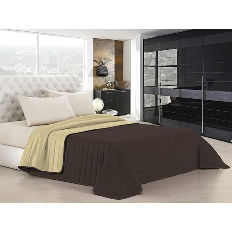 Trapuntino Estivo Linea Elegant Made in Italy Copriletto Stampato in Morbida Microfibra - Trapunta Primavera Estate Mezza Stagione - Piazza e Mezza 220x270cm, Marrone/Panna