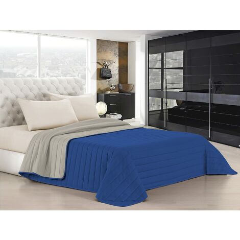 Trapuntino Estivo Linea Elegant Made in Italy Copriletto Stampato in Morbida Microfibra - Trapunta Primavera Estate Mezza Stagione - Piazza e Mezza 220x270cm, Royal/Grigio Chiaro