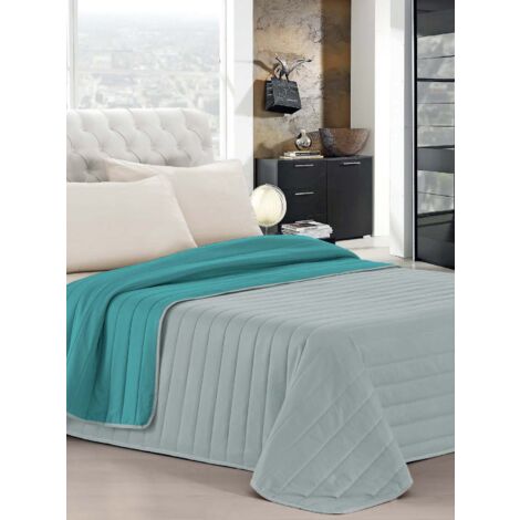 Trapuntino Estivo Linea Elegant Made in Italy Copriletto Stampato in Morbida Microfibra - Trapunta Primavera Estate Mezza Stagione - Singolo 170x270cm, Acqua/Grigio Chiaro