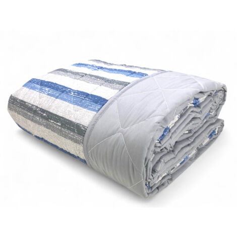 Trapuntino Rigato Blu - Copriletto Trapuntato Mezza Stagione - Microfibra Morbida 100 gr/m² - Made in Italy MATRIMONIALE 2 PIAZZE