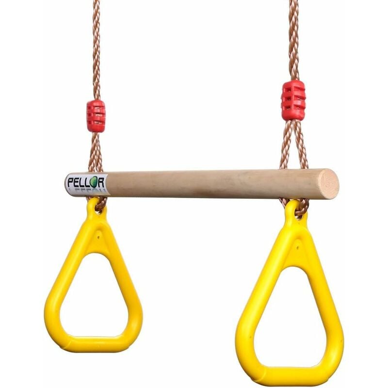 Einemgeld - Trapèze Balançoire en Bois avec Gymnastique Anneaux Enfants Portique Toboggan Jeux Jardin Extérieur Intérieur