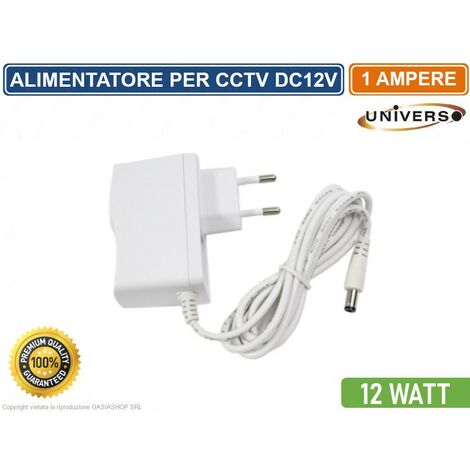 Trasformatore Alimentatore Stabilizzato 12v 1a 12w 220V Bianco CCTV TVCC Striscia Led S-1AB