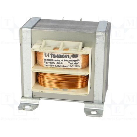 Trasformatore di potenza 15v+15v 40va Ingresso 230vac Ts40/041