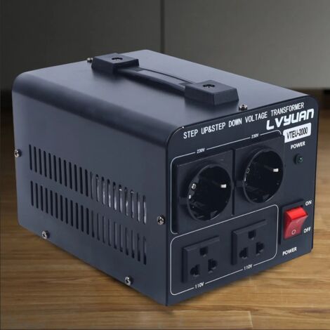 Trasformatore di tensione 230 V su 110 V Step Up & Step Down Voltage Converter 2000 W, Convertitore di tensione, protezione da sovratensione