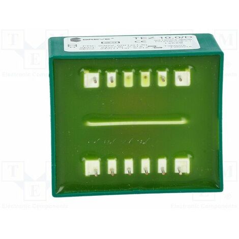 Trasformatore incapsulato Uscita 24+24vac 10va Ingresso 230vac Tez10/d/24-24v