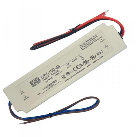 Trasformatore LED 100W 90-264V con 48V CC impermeabile IP67 LPV-100-48 MEAN WELL - LPV-100-48