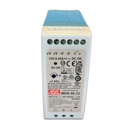 Trasformatore per binario DIN 40W a 12V DC MDR-40-12 MEAN WELL - MDR-40-12