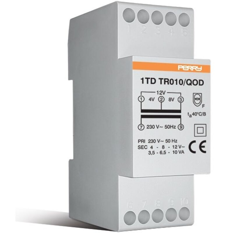 Perry - Transformateur 10VA sorties 4-8-12V 2 din 1TDTR010/QOD