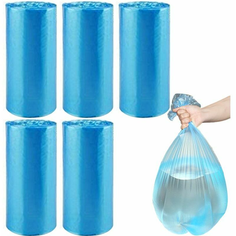 Trash Bags, Small Trash Bags With Handle For Office, Kitchen, Bedroom, Colorful Portable Trash Cans, Garbage Bags, 100 Units Blue