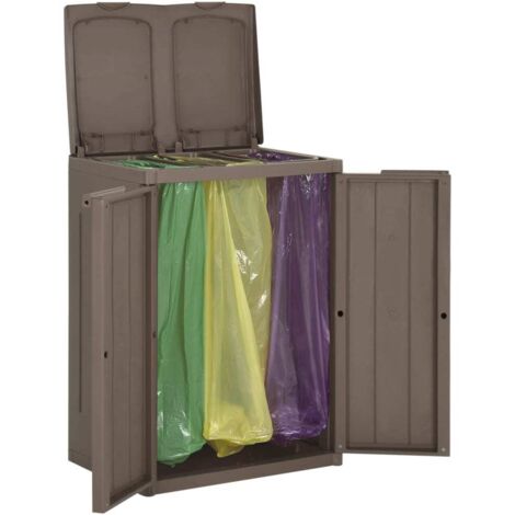 Trash Bin with 2 Doors Brown 65x45x88 cm PP vidaXL