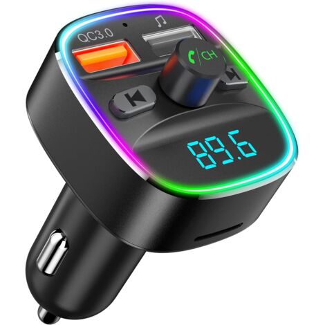 Trasmettitore FM Bluetooth, lettore MP3 Bluetooth, adattatore radio wireless, trasmettitore FM, kit caricabatteria per auto, chiamate in vivavoce, 2 porte USB 5 V/2,4 A/1 A, supporto per scheda SD/uni
