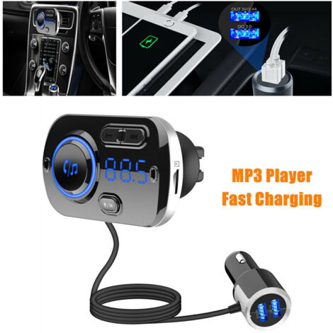 Trasmettitore FM Bluetooth per auto, adattatore audio, ricevitore vivavoce e kit di ricarica rapida