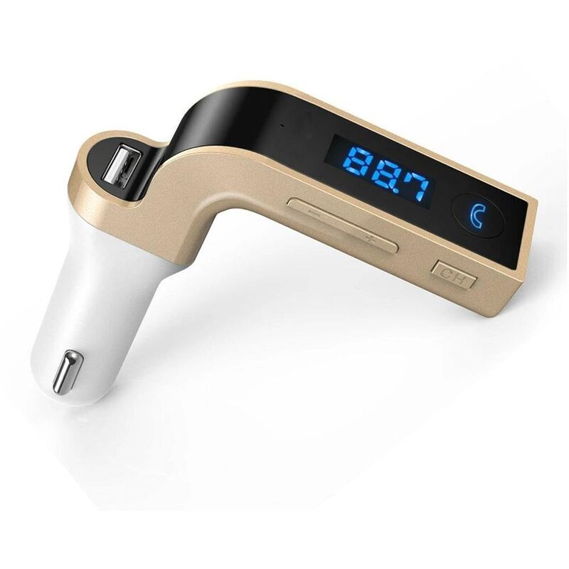 Image of Trasmettitore FM wireless per auto Ricevitore audio Vivavoce Bluetooth Lettore MP3 Caricatore rapido USB Accessorio per lo styling（Oro）