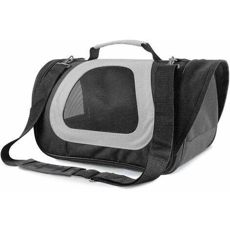 Trasportino bicolore in nylon completo di guinzaglio e taschino per cani e gatti: 35 x 22 x 23 cm - arancio e grigio