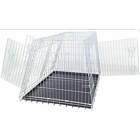 Trasportino box zincato obliquo e  con tre porte e fondo in ABS per cani e gatti