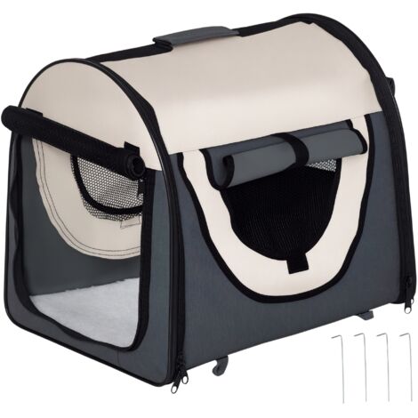 Trasportino per Animali Domestici Pieghevole in Oxford con Cuscino Rimovibile Lavabile e Borsa per Trasporto, 46x36x41cm, Grigio scuro