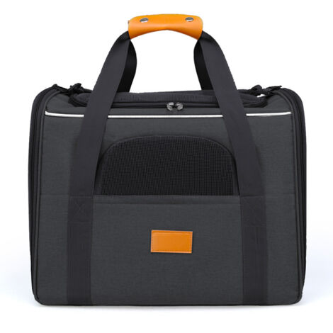 Trasportino per cani e gatti, box per gatti pieghevole e traspirante con materassino in peluche rimovibile e cinghie regolabili, 45 cm35 cm33 cm, nero