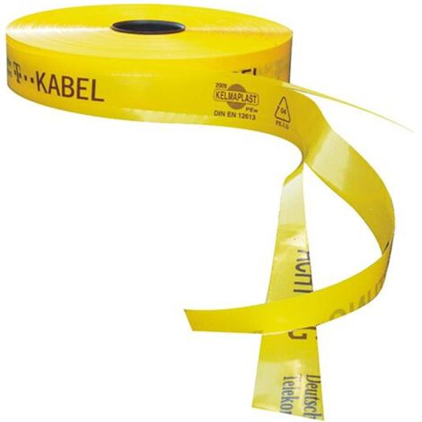 Trassen-Warnband 250 m T-Kabel Sollbruchstellen gelb