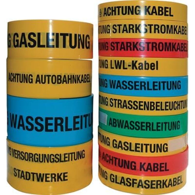 FP - Trassenwarnband Aufdruck Achtung LWL-Kabel Breite 40 mm Länge 250 m gelb
