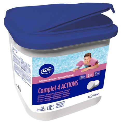 Trattamento piscine 4 azioni, tavolette da 250 gr, 5 kg