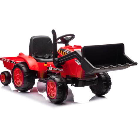 Trattore elettrico 2WD per bambini con controllo genitori 12V con rimorchio e benna, musica, Bluetooth, USB, FM, volume regolabile, display di alimentazione, faro a LED, fornisce velocità di 2,5-3,5 k