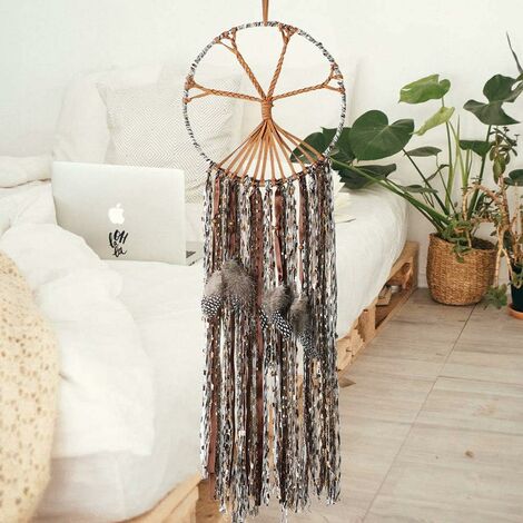 XXL Großer Traumfänger Macramee Traumfänger Boho Handgemacht Ø 35cm 1,15m Lang 