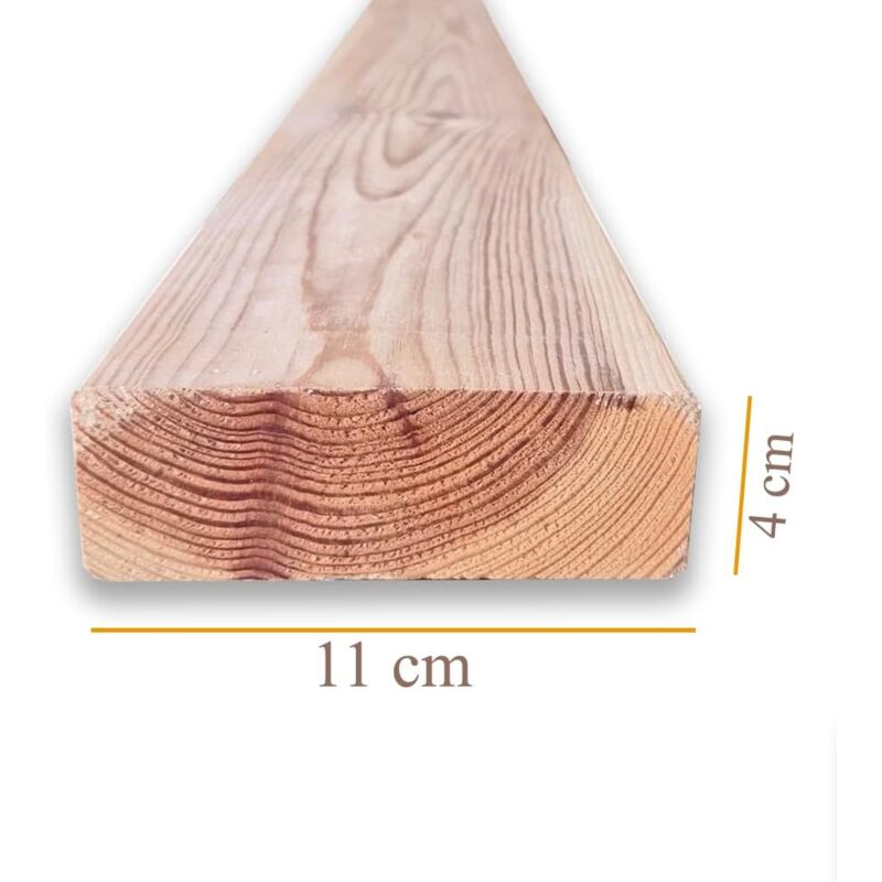 Trave In Legno Di Pino Massello Naturale Da 300x4x11 Cm, Smussata E...