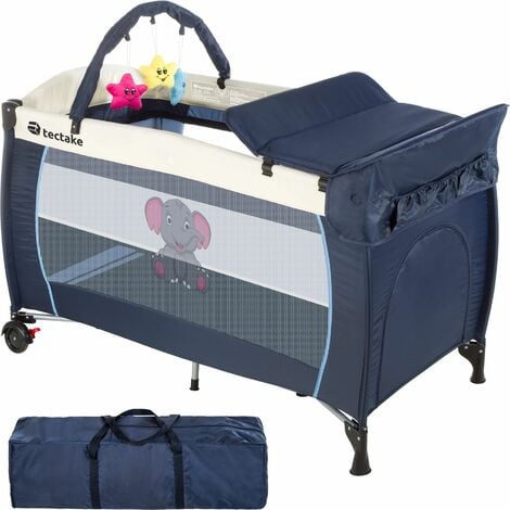 Travel cot elephant with changing mat and play bar - cot bed, baby travel cot, pop up travel cot