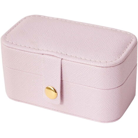 Travel Jewelry Box, Mini Jewelry Box, Bridesmaid Gift Box, Small Storage Organizer for Girls (Pink)