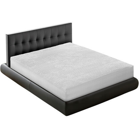 Traversa Coprimaterasso Per Letto In Spugna 100% Cotone Jacquard Made In Italy Angoli Elasticizzati, misuraPiazza E MezzacoloreBianco